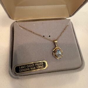 14kt Gold Filled Blue Topaz Pendant Necklace